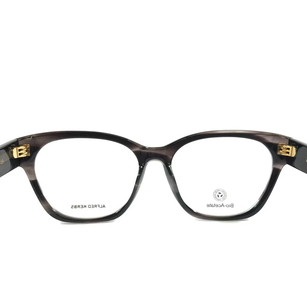Alfred Kerbs Eyeglasses Frames MIO BK Black Gray Marble Horn Full Rim 54-16-135